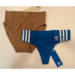 Adidas 2 Pair Panties Underwear One Brief and One Wide Side Thong Size XS